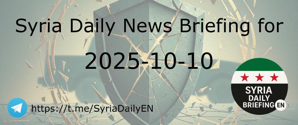 Syria Daily News Briefing for 2025-10-10 | Syria Daily Briefing