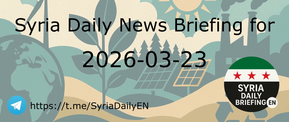 Syria Daily News Briefing for 2026-03-23 | Syria Daily Briefing