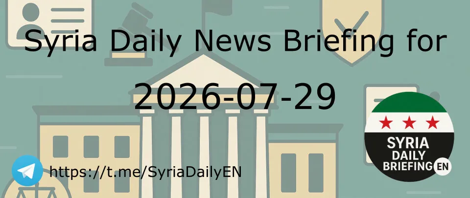 Syria Daily News Briefing for 2026-07-29